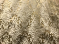 NEW! SALE! Designer Damask Satin Fabric- Antique Gold Beige - Upholstery Brocade - Fancy Styles Fabric Boutique