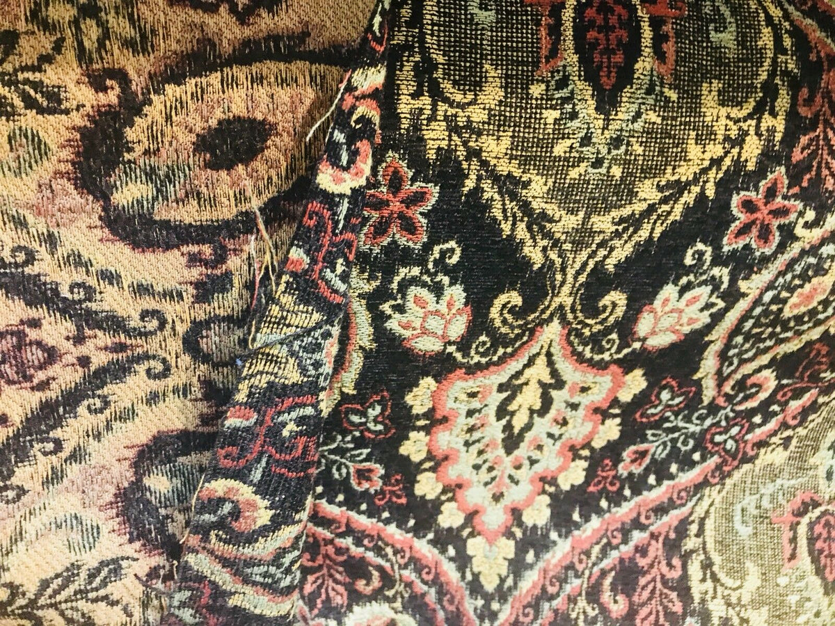 Designer Kilim Rug Inspired Chenille Upholstery Fabric - Black - Fancy Styles Fabric Pierre Frey Lee Jofa Brunschwig & Fils