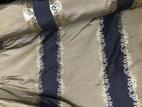 NEW! Lady Kristen 100% Silk Taffeta Embroidered Stripe Floral Fabric- Khaki Black Gold - Fancy Styles Fabric Pierre Frey Lee Jofa Brunschwig & Fils