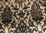 King Christopher Designer Velvet Chenille Burnout Damask Brocade Fabric - Black Beige Gold BTY - Fancy Styles Fabric Pierre Frey Lee Jofa Brunschwig & Fils