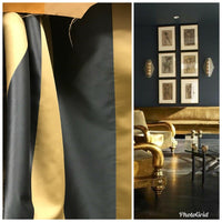 60” Wide- Designer Satin Drapery Fabric - 6” Gold And Charcoal Gray Stripes - Fancy Styles Fabric Pierre Frey Lee Jofa Brunschwig & Fils
