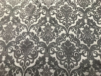 NEW Sir Arthur Double Sided Burnout Chenille Velvet Fabric- Grey & Ivory Upholstery Damask - Fancy Styles Fabric Pierre Frey Lee Jofa Brunschwig & Fils