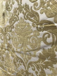 NEW Sir Arthur Double Sided Burnout Chenille Velvet Fabric- Mustard Ivory Upholstery Damask - Fancy Styles Fabric Pierre Frey Lee Jofa Brunschwig & Fils