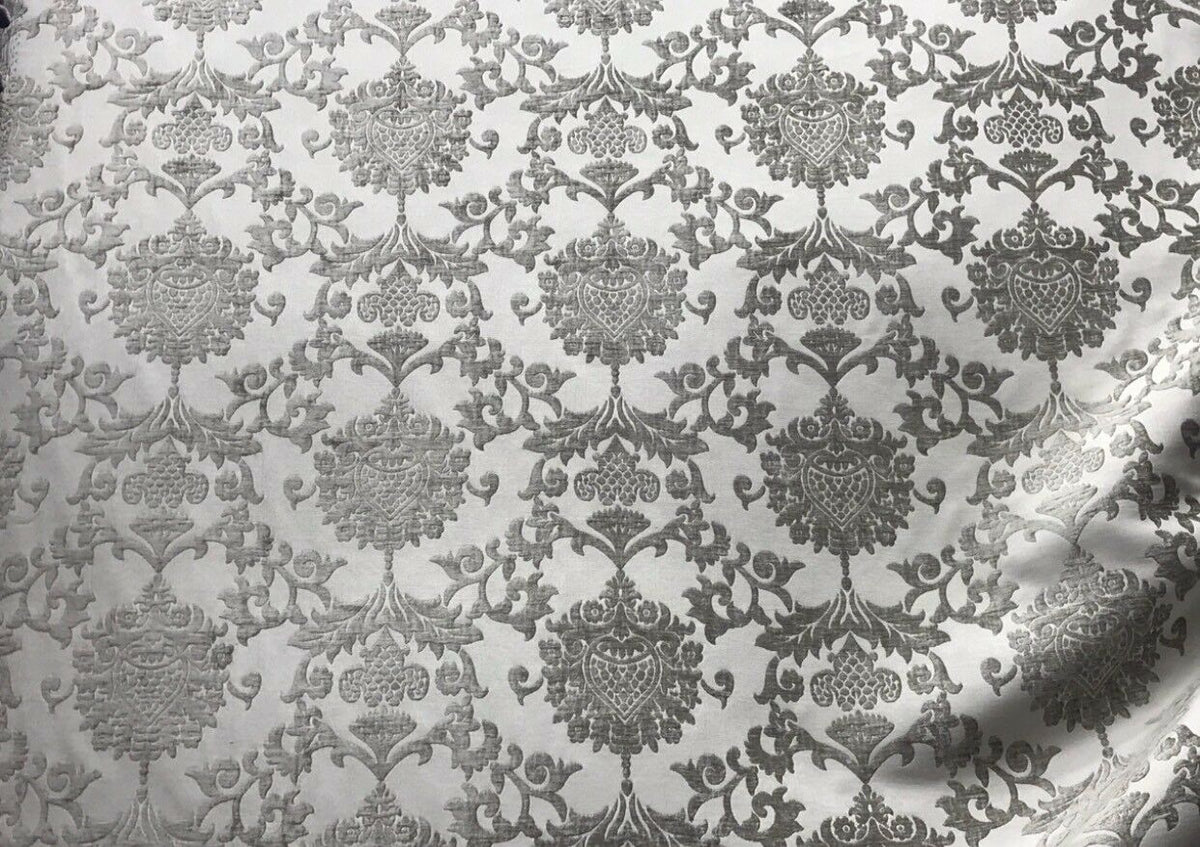 SWATCH Designer Satin Burnout Chenille Velvet Fabric - Gray Upholstery Damask - Fancy Styles Fabric Pierre Frey Lee Jofa Brunschwig & Fils