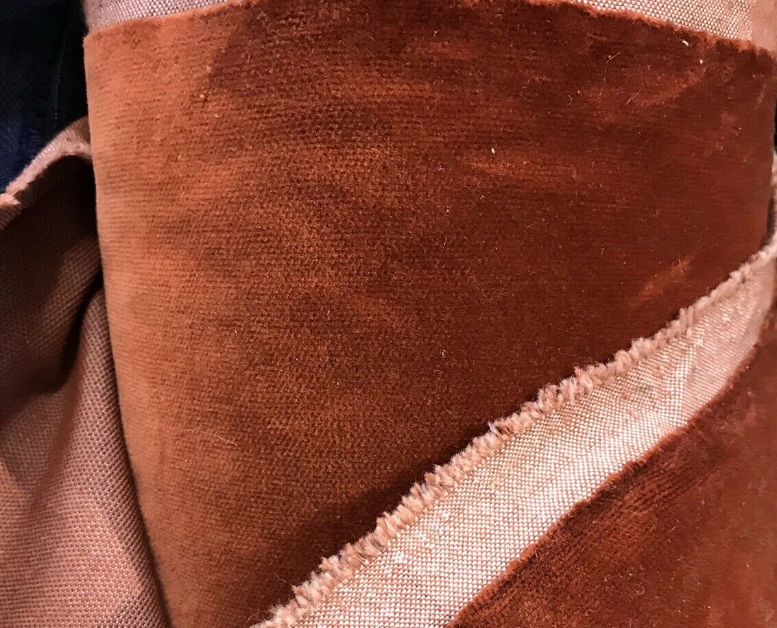 NEW Designer Burnt Brown Orange Velvet Upholstery Fabric- By The Yard - Fancy Styles Fabric Pierre Frey Lee Jofa Brunschwig & Fils