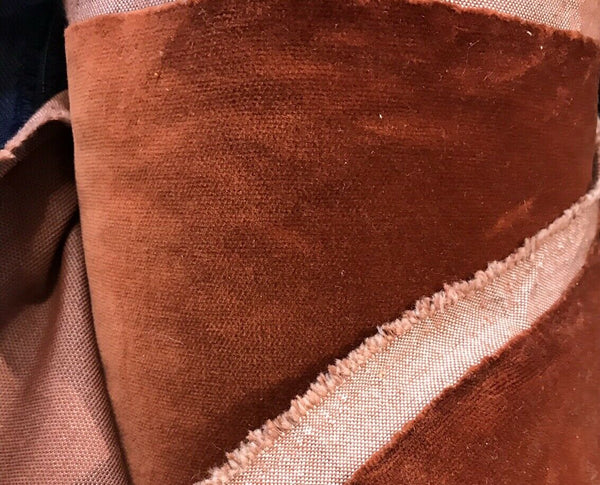 NEW Designer Burnt Brown Orange Velvet Upholstery Fabric- By The Yard - Fancy Styles Fabric Pierre Frey Lee Jofa Brunschwig & Fils