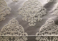 1 Yard Remnant- Designer Brocade Satin Damask Upholstery Fabric - Ivory Grey - Fancy Styles Fabric Pierre Frey Lee Jofa