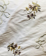 NEW! Designer 100% Silk Dupioni Floral & Ribbon Motif Embroidered Fabric BTY - Fancy Styles Fabric Pierre Frey Lee Jofa Brunschwig & Fils