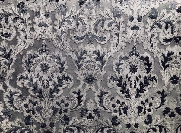 SALE! Antique Inspired Burnout Velvet Damask Fabric - Upholstery Gray Brocade - Fancy Styles Fabric Boutique