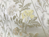 SWATCH Italian Brocade Satin Fabric- Ivory- Floral Upholstery Neoclassical Louis - Fancy Styles Fabric Pierre Frey Lee Jofa Brunschwig & Fils
