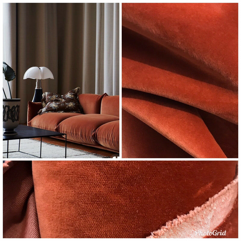 NEW Designer Burnt Brown Orange Velvet Upholstery Fabric- By The Yard - Fancy Styles Fabric Pierre Frey Lee Jofa Brunschwig & Fils