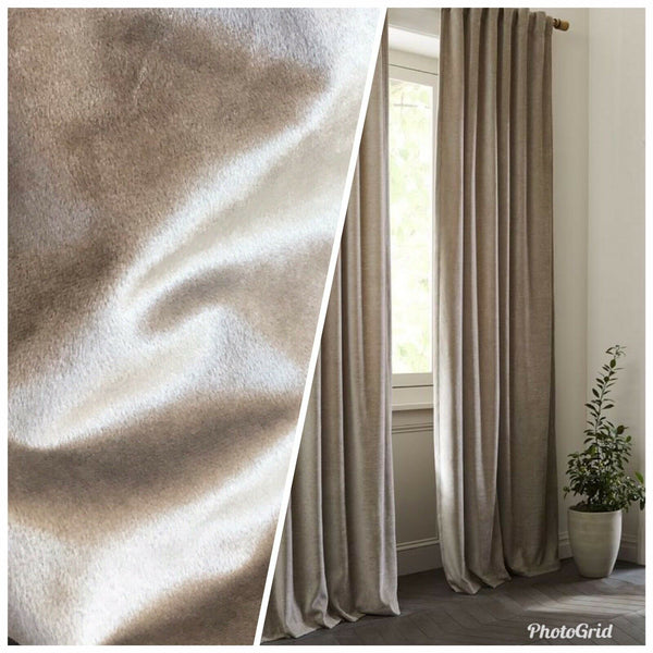 Prince Calvin Designer Velvet Upholstery & Drapery Fabric -Light Taupe Grey- By The Yard - Fancy Styles Fabric Pierre Frey Lee Jofa Brunschwig & Fils