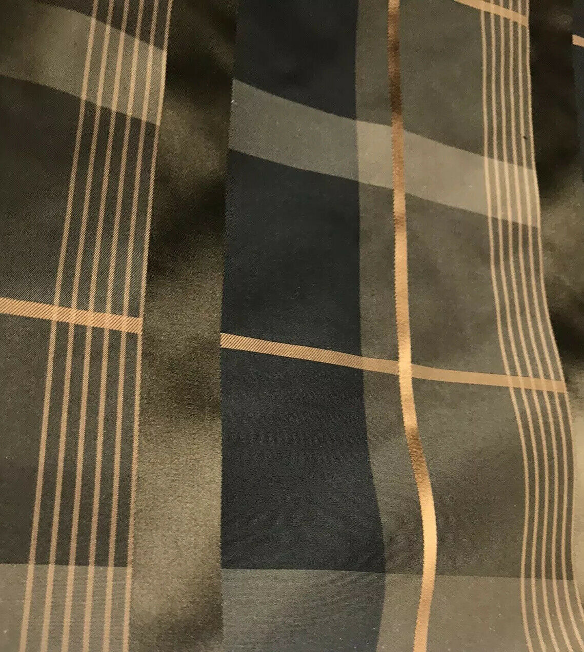 NEW Duchess Marilyn Designer 100% Silk Taffeta Plaid Tartan Fabric- Black Gold Brown BTY - Fancy Styles Fabric Pierre Frey Lee Jofa Brunschwig & Fils