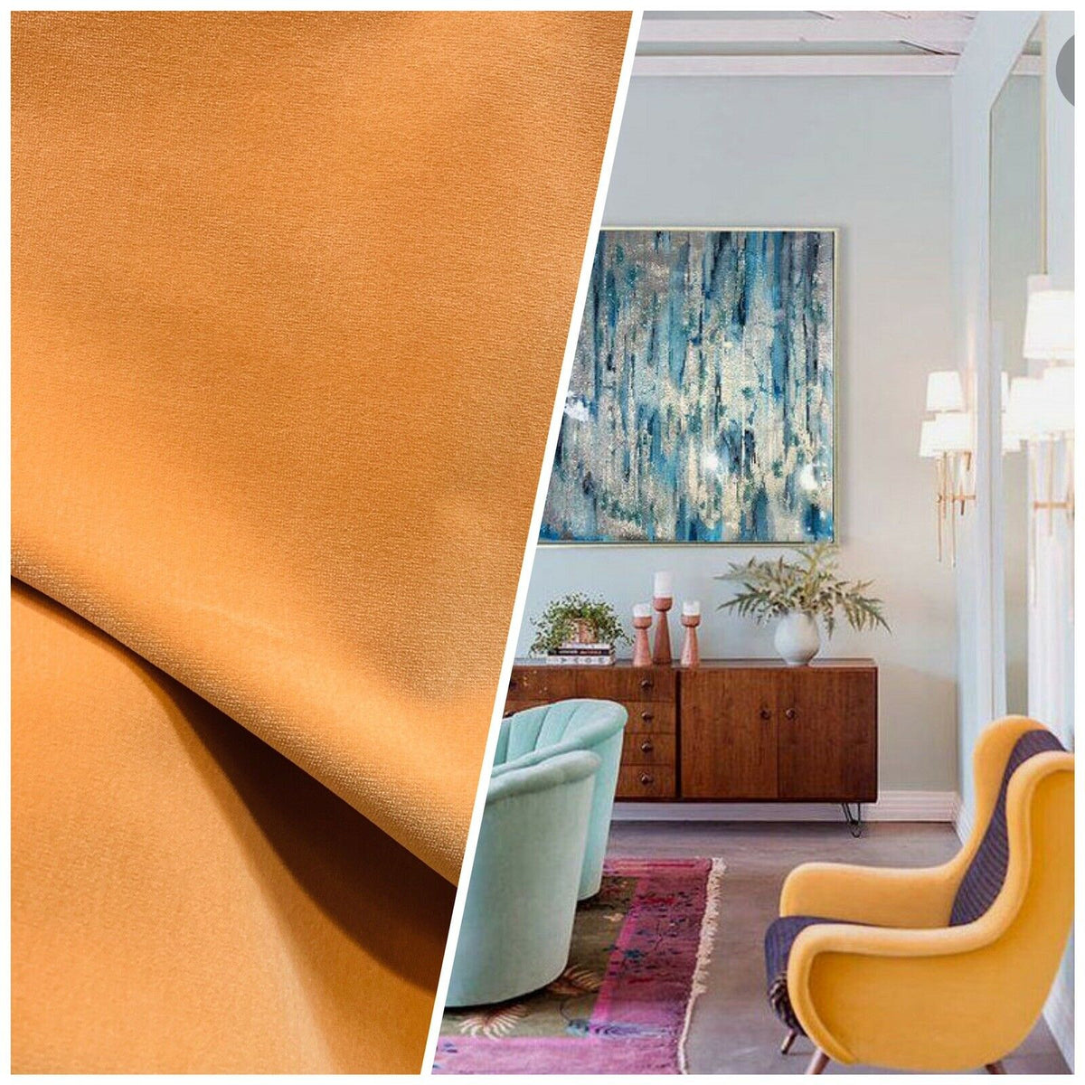 NEW! Prince Oliver - Designer 100% Cotton Made In Belgium Upholstery Velvet Fabric - Icy Pumpkin - Fancy Styles Fabric Pierre Frey Lee Jofa Brunschwig & Fils