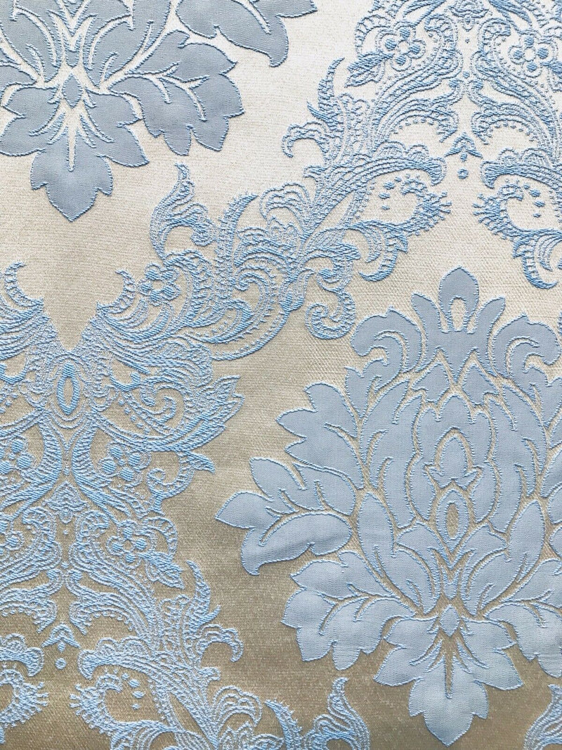 NEW! Back in stock! Princess Gemma Designer Brocade Damask Upholstery Decorating Fabric- Powder Blue - Fancy Styles Fabric Pierre Frey Lee Jofa Brunschwig & Fils