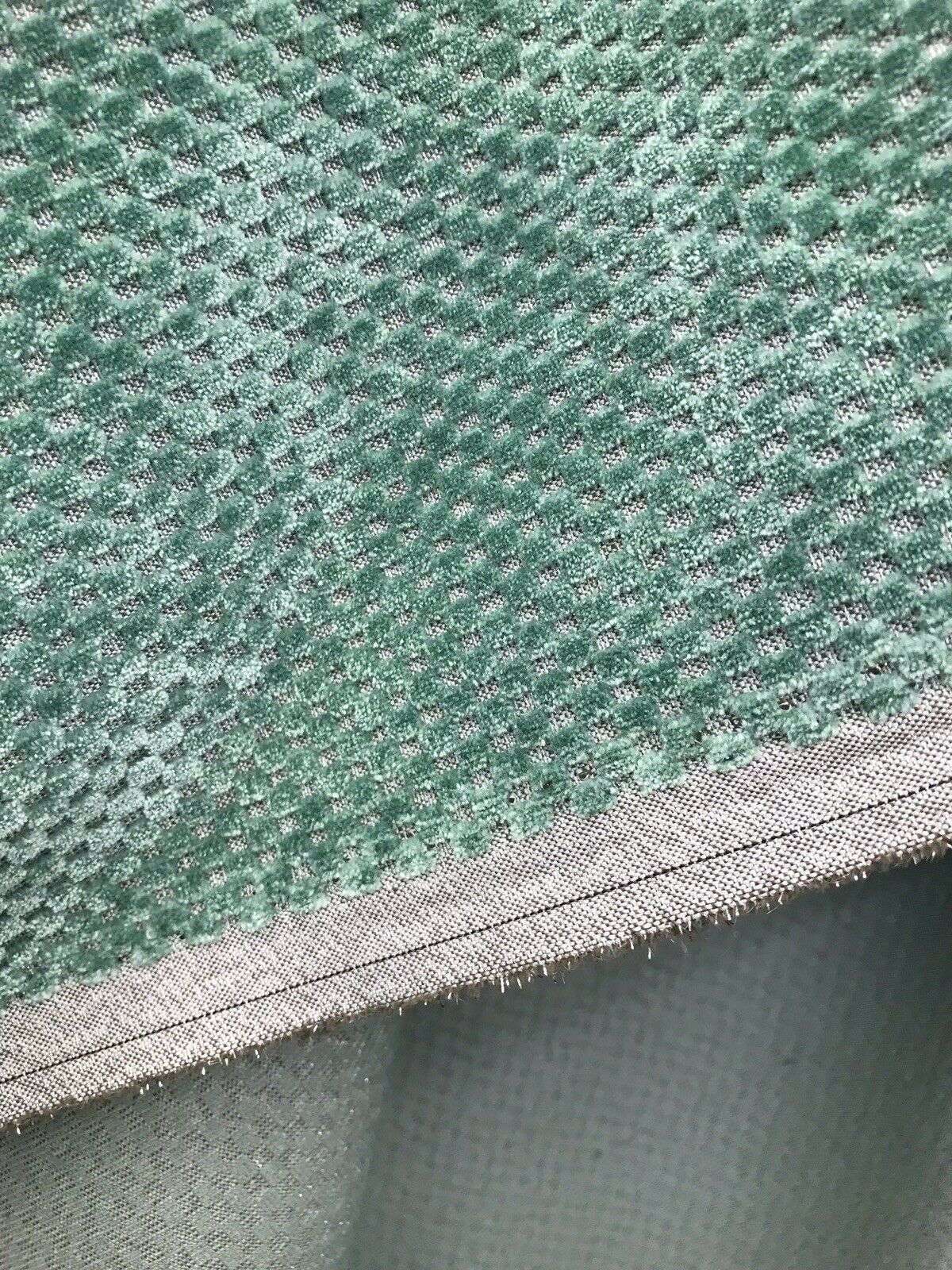 NEW Designer Velvet Checkered Upholstery Fabric - Spearmint Green- By the yard - Fancy Styles Fabric Pierre Frey Lee Jofa Brunschwig & Fils