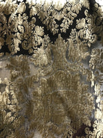 Designer Rayon Burnout Velvet Fabric - Silver Gold On Black Chiffon- By The Yard - Fancy Styles Fabric Pierre Frey Lee Jofa Brunschwig & Fils