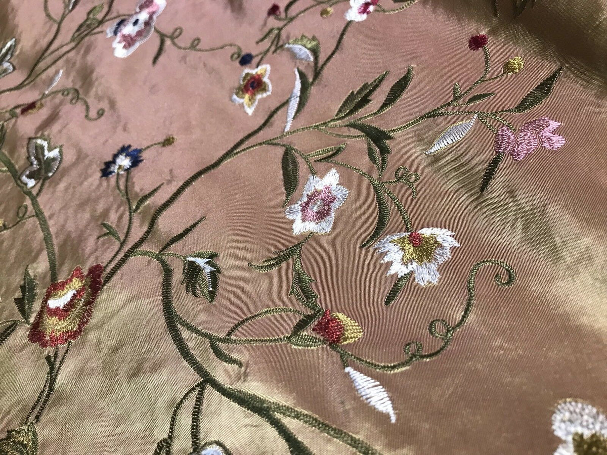 Designer 100% Silk Taffeta Interior Design Fabric - Rose Gold Iridescent - Fancy Styles Fabric Pierre Frey Lee Jofa Brunschwig & Fils