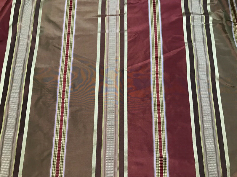 NEW! Lady Meryl Designer 100% Silk Taffeta Fabric -Red & Gold Ribbon Satin Stripes - Fancy Styles Fabric Pierre Frey Lee Jofa Brunschwig & Fils