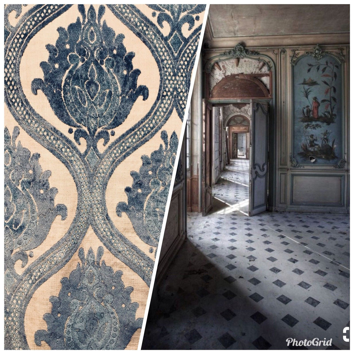 SWATCH Designer Italian Burnout Damask Chenille Velvet Linen Fabric Upholstery - Fancy Styles Fabric Boutique