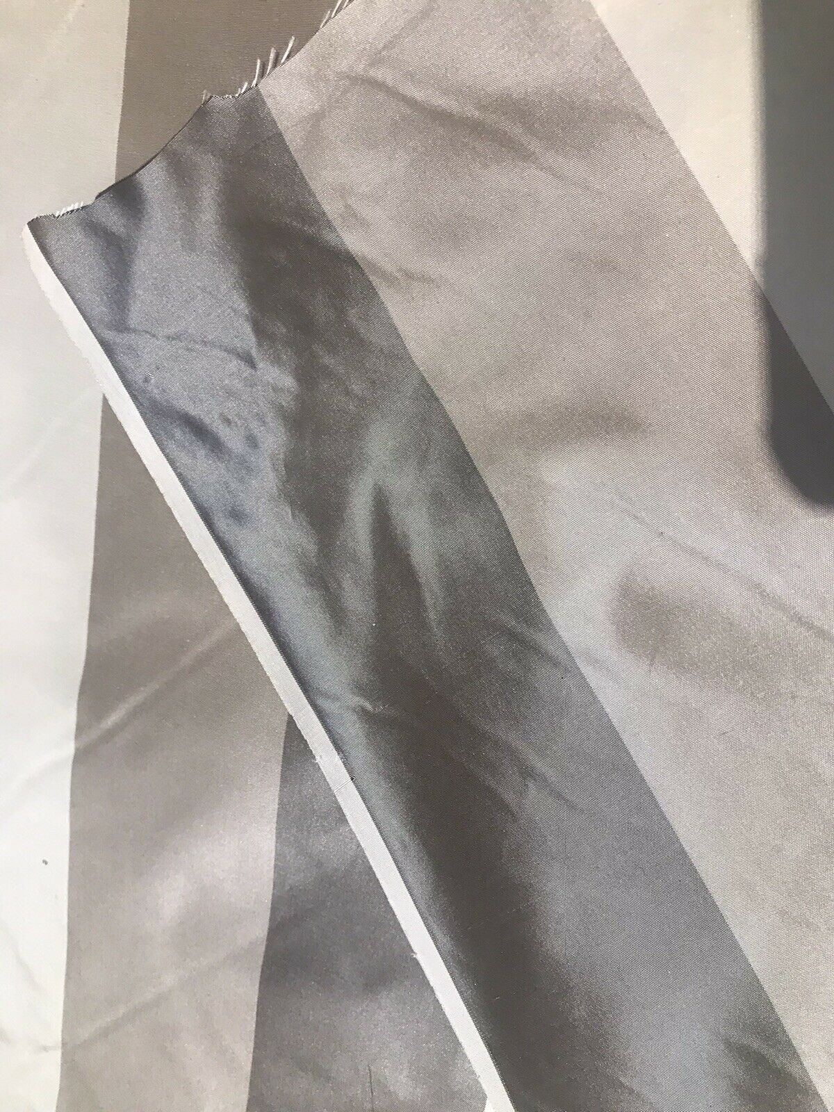 NEW! Lady Aubrey 100% Silk Taffeta Striped Stripes Drapery Fabric -Grey - Fancy Styles Fabric Pierre Frey Lee Jofa Brunschwig & Fils