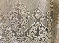 NEW! 112” Wide Designer Sheer Burnout Velvet Lace Drapery Fabric- Shell Pearl - Fancy Styles Fabric Pierre Frey Lee Jofa Brunschwig & Fils