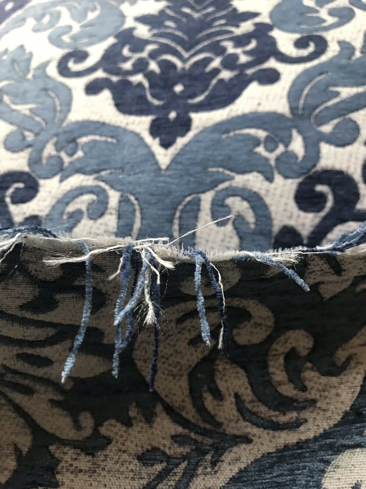 NEW Sir Arthur Double Sided Burnout Chenille Velvet Fabric- Blue Ivory Upholstery Damask - Fancy Styles Fabric Pierre Frey Lee Jofa Brunschwig & Fils