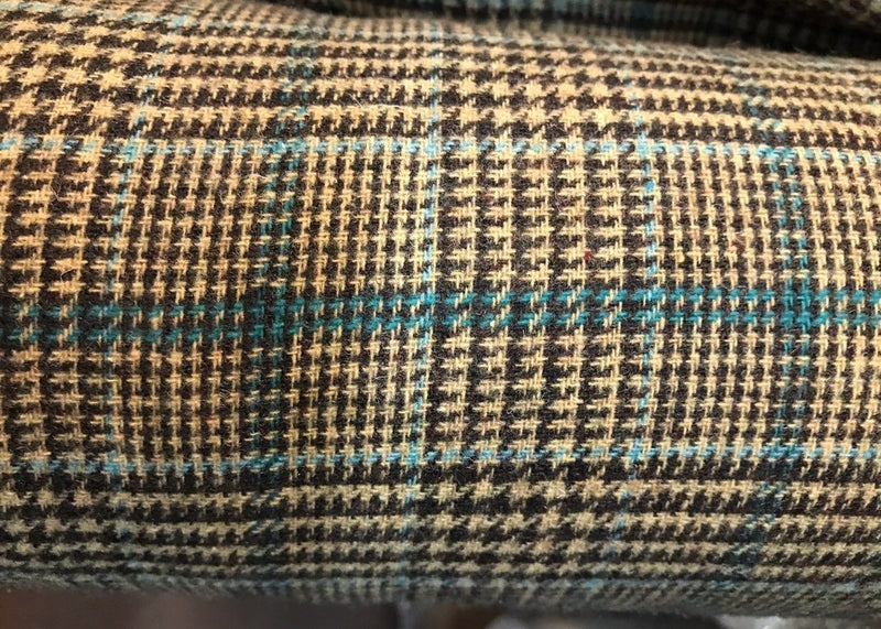 SWATCH Close-Out Designer Wool Brown Plaid Woven Fabric - Fancy Styles Fabric Boutique