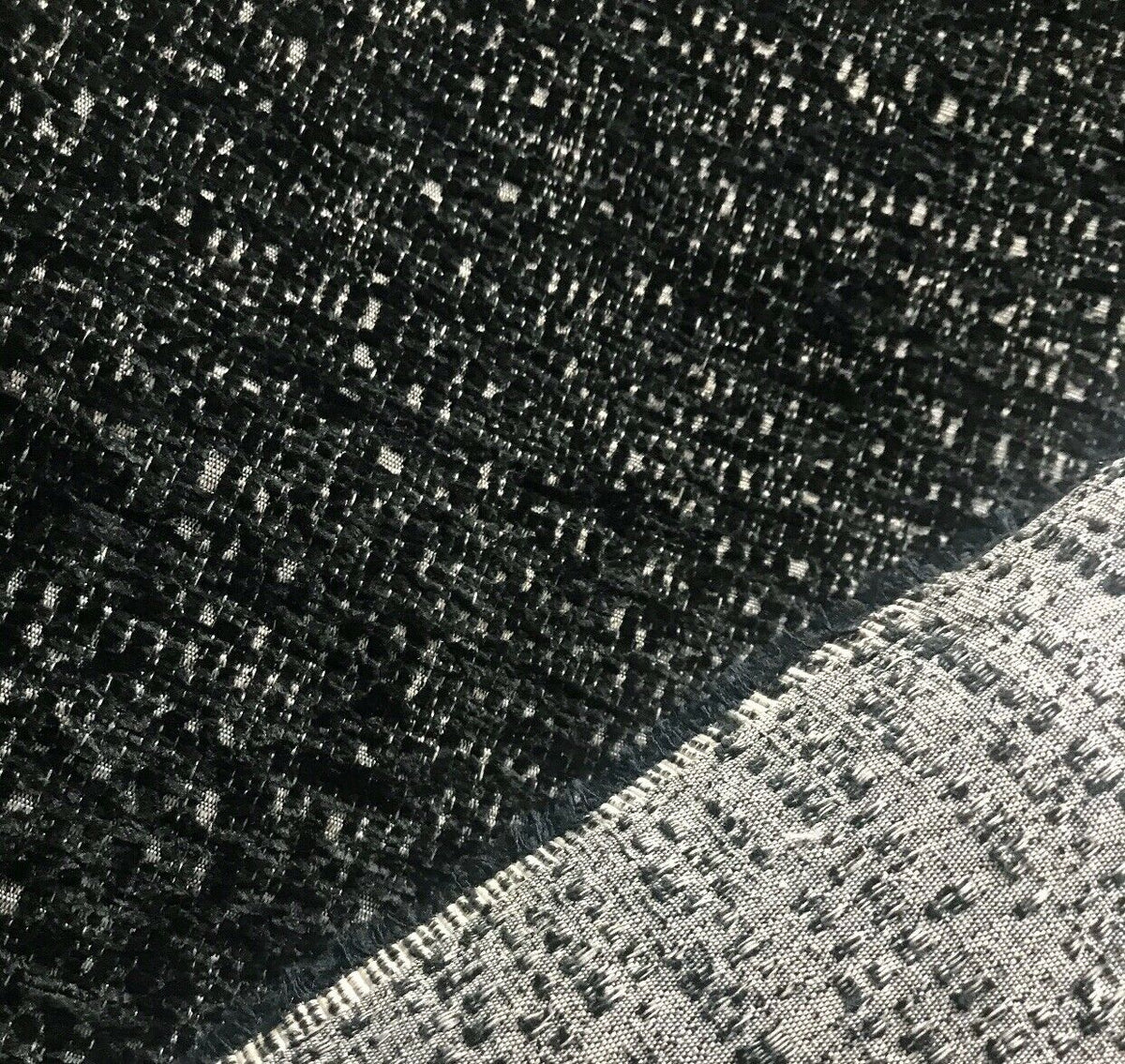 NEW Designer Upholstery Heavyweight Tweed Fabric- Black White Melange- BTY - Fancy Styles Fabric Pierre Frey Lee Jofa Brunschwig & Fils