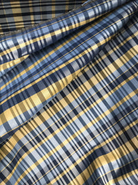 NEW Lady Riley Designer 100% Silk Taffeta Dupioni Plaid Tartan Fabric -Blue & Yellow - Fancy Styles Fabric Pierre Frey Lee Jofa Brunschwig & Fils
