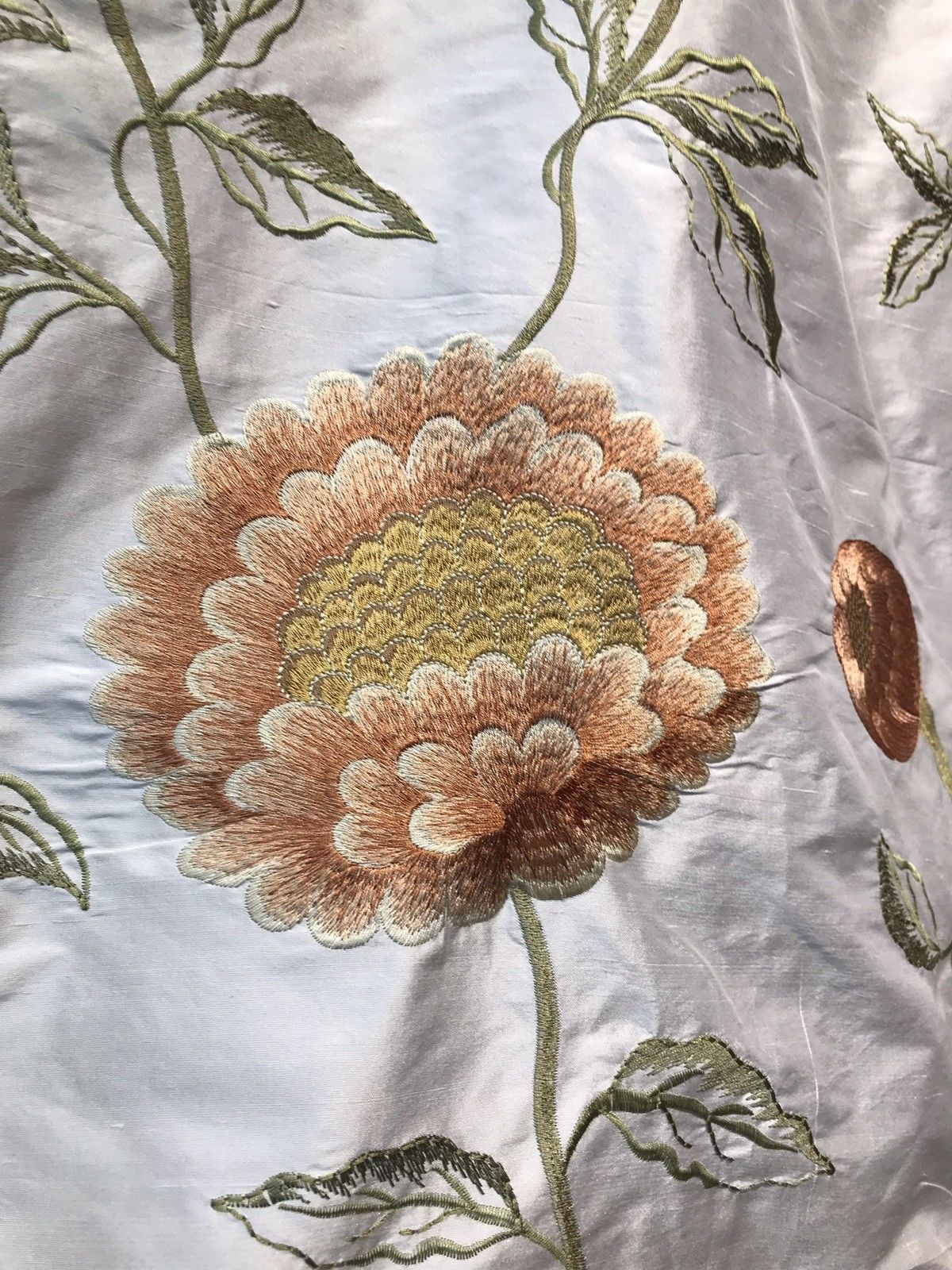 NEW! Novelty 100% Silk Taffeta Embroidered Fabric - Made in India- Floral Ivory - Fancy Styles Fabric Boutique
