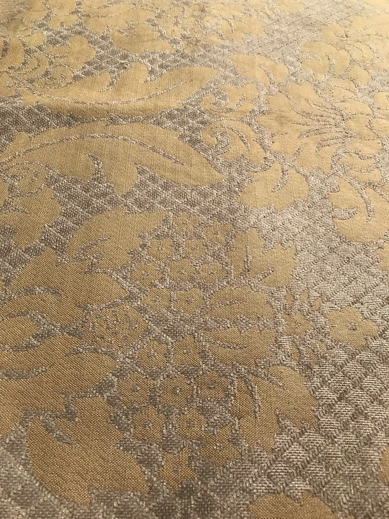 SWATCH Quilted Burnout Chenille Velvet Fabric- Taupe And Gold- Upholstery - Fancy Styles Fabric Pierre Frey Lee Jofa Brunschwig & Fils