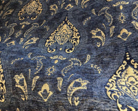 SWATCH Designer Upholstery Chenille Velvet Fabric - Blue Gold - Fancy Styles Fabric Pierre Frey Lee Jofa Brunschwig & Fils