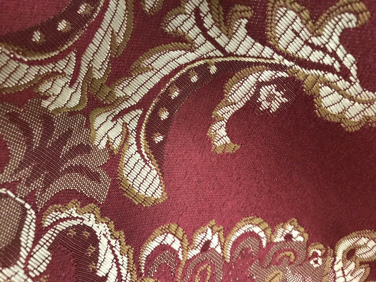 NEW SALE! Prince Lucas Designer Brocade Jacquard Fabric- Burgundy Floral- Upholstery Damask - Fancy Styles Fabric Pierre Frey Lee Jofa Brunschwig & Fils