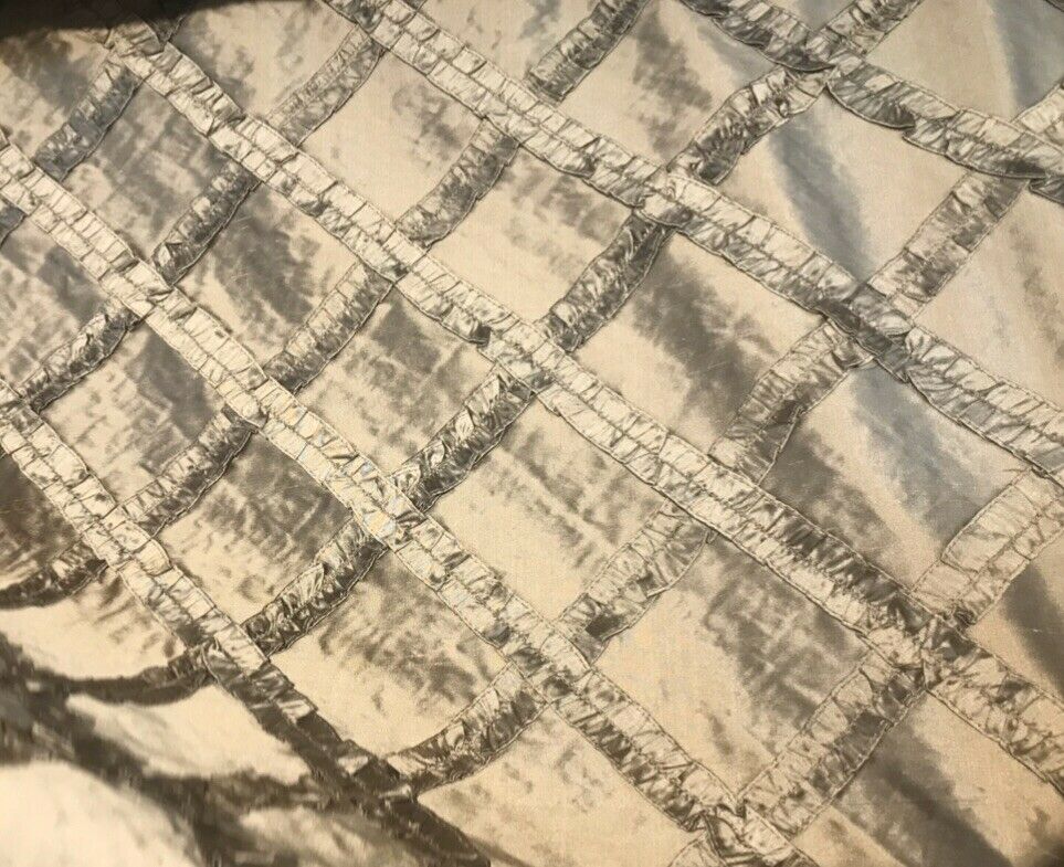 NEW! Designer 100% Silk Taffeta Dupioni Diamond Ruffle Drapery Fabric-  Gold - Fancy Styles Fabric Pierre Frey Lee Jofa Brunschwig & Fils