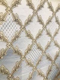 Lady Cadence Italian Brocade Diamond Satin Fabric Ivory Gold Upholstery LLPBI0003 - Fancy Styles Fabric Pierre Frey Lee Jofa Brunschwig & Fils
