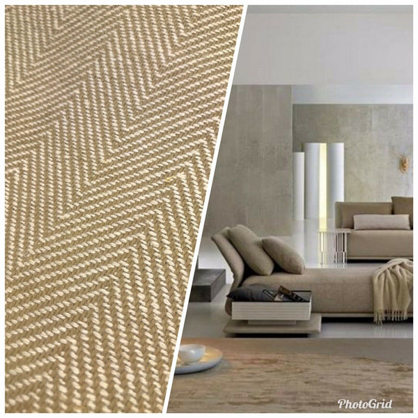 NEW Countess Cora Novelty Designer Herringbone Chevron Upholstery & Drapery Tweed Fabric - Camel - Fancy Styles Fabric Pierre Frey Lee Jofa Brunschwig & Fils