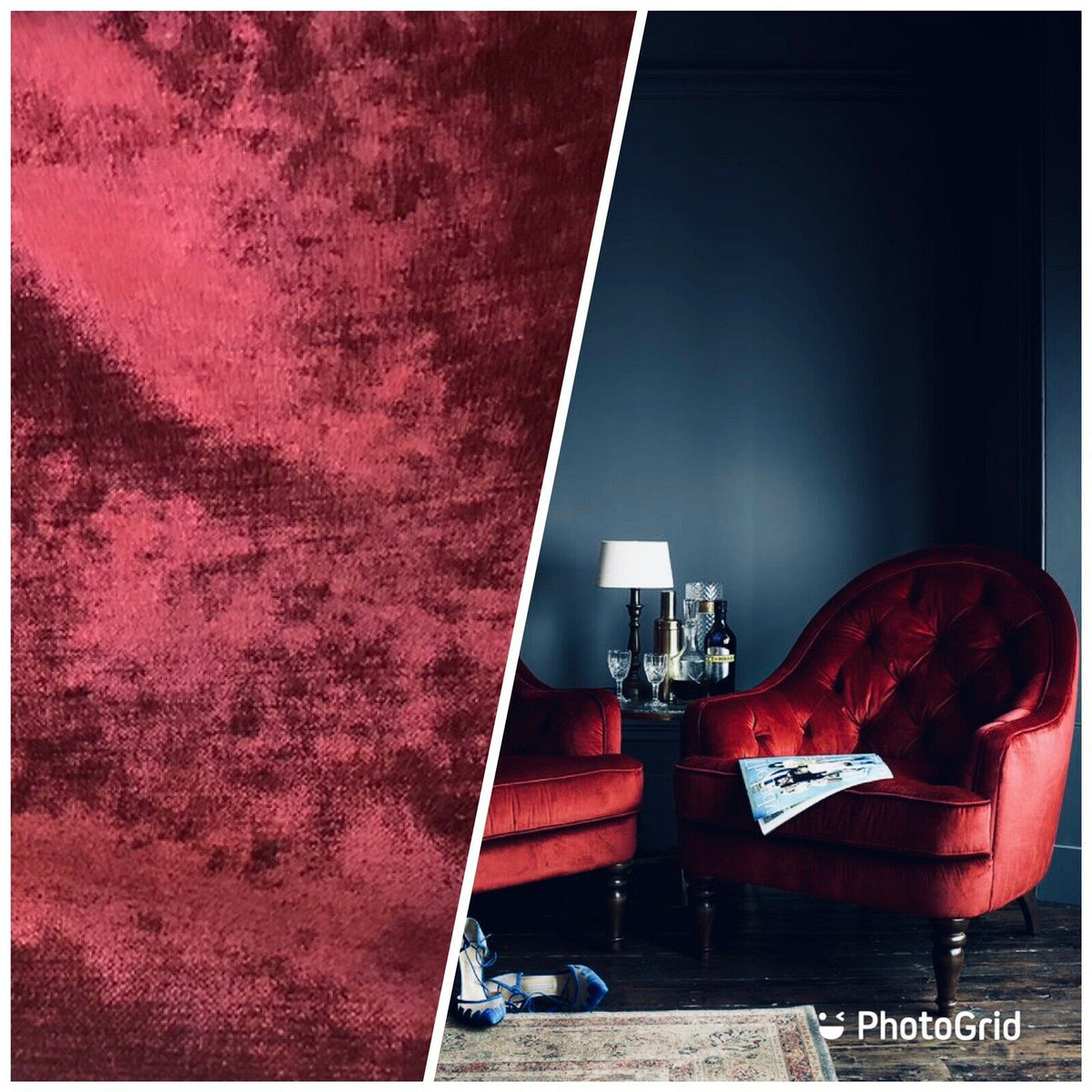 NEW! Designer Upholstery Velvet Chenille Fabric - Wine Red - BTY – www ...