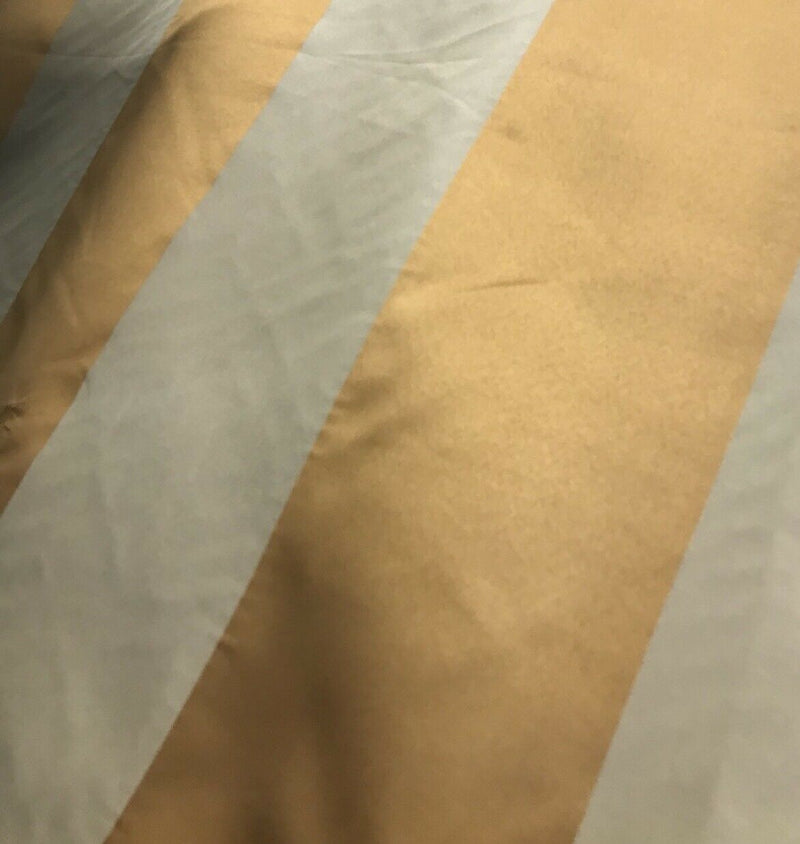 60” Wide- Designer Satin Drapery Fabric - 6” Gold And Beige Stripes - Fancy Styles Fabric Pierre Frey Lee Jofa Brunschwig & Fils