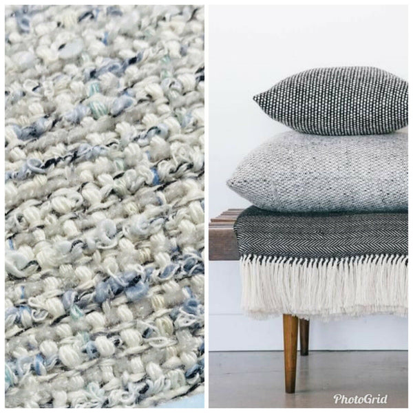 Designer Upholstery Heavyweight Tweed Fabric- Light Blue- Pillow, BTY, Sample - Fancy Styles Fabric Pierre Frey Lee Jofa Brunschwig & Fils