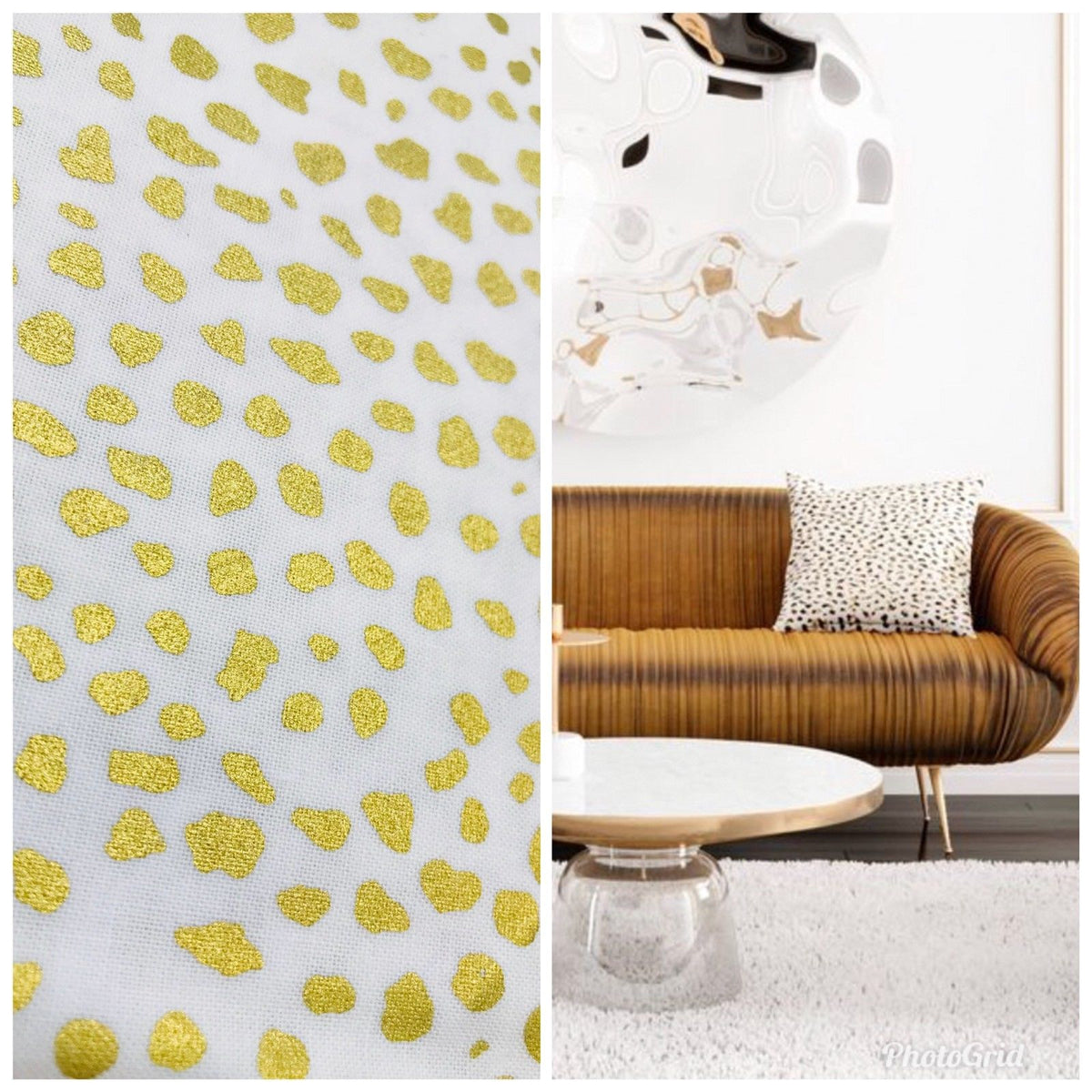 Designer 100% Cotton Woven Fabric- Leopard Gold And White- Sold By The yard - Fancy Styles Fabric Pierre Frey Lee Jofa