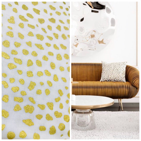Designer 100% Cotton Woven Fabric- Leopard Gold And White- Sold By The yard - Fancy Styles Fabric Pierre Frey Lee Jofa