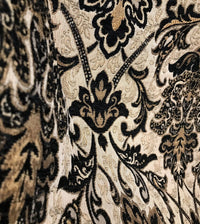King Christopher Designer Velvet Chenille Burnout Damask Brocade Fabric - Black Beige Gold BTY - Fancy Styles Fabric Pierre Frey Lee Jofa Brunschwig & Fils