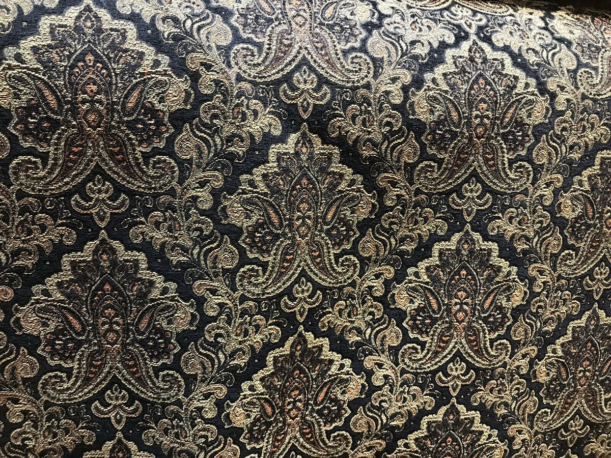 SALE! Lord Logan Designer Velvet Chenille Burnout Damask Brocade Fabric - Black Gold BTY - Fancy Styles Fabric Pierre Frey Lee Jofa Brunschwig & Fils
