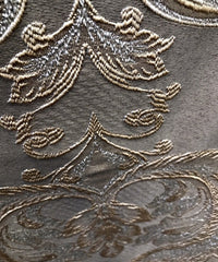 SWATCH 8” x 8” Sample- Designer Brocade Satin Fabric- Gray Silver Gold - Damask - Fancy Styles Fabric Pierre Frey Lee Jofa Brunschwig & Fils
