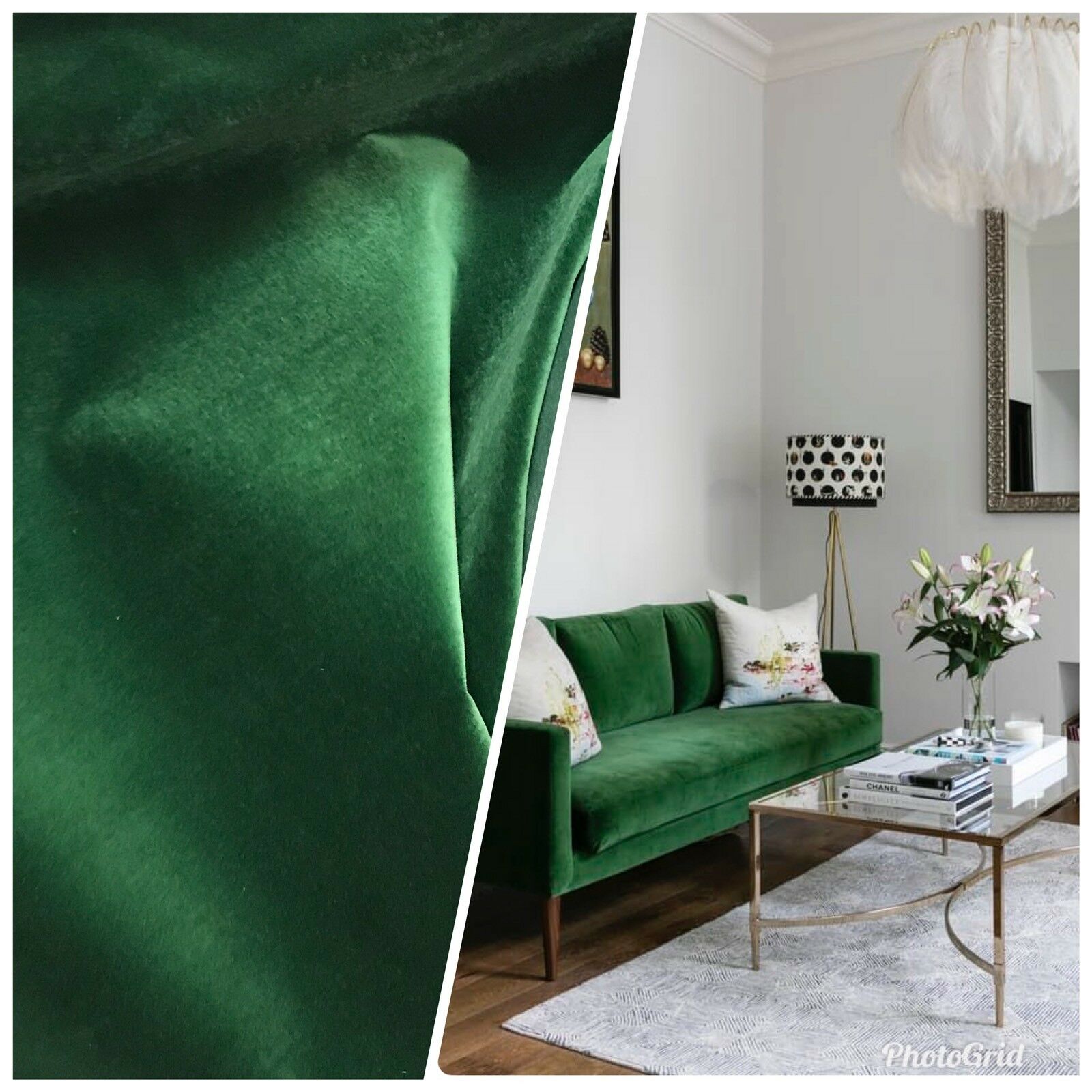 Designer Velvet Upholstery & Drapery Fabric -Kermit Green- By The Yard