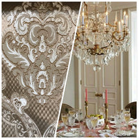 NEW! Designer Brocade Satin Fabric Interior Design- Taupe Damask- Upholstery - Fancy Styles Fabric Pierre Frey Lee Jofa Brunschwig & Fils