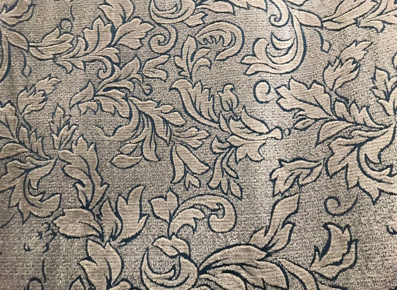 Designer Floral Burnout Chenille Velvet Fabric - Teal & Taupe - Fancy Styles Fabric Pierre Frey Lee Jofa