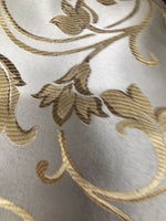 Prince Gaspard Designer Brocade Satin Fabric - Silver Blue Gold  Floral Upholstery Damask - Fancy Styles Fabric Pierre Frey Lee Jofa Brunschwig & Fils