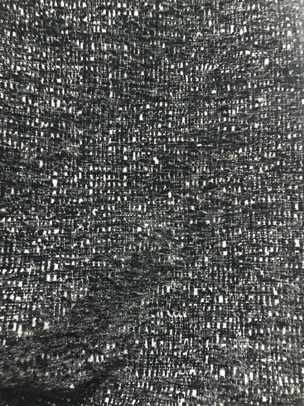 NEW Designer Upholstery Heavyweight Tweed Fabric- Black White Melange- BTY - Fancy Styles Fabric Pierre Frey Lee Jofa Brunschwig & Fils